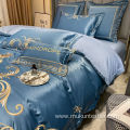 Super Deluxe blue embroidery four piece set